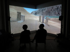 Immersive 3D 'soft projection' - 2 visitors asking questions (Photo: H Short)