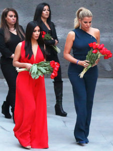 Kim Kardashian and her sister, Khloe, at the Armenian Genocide memorial in Yerevan