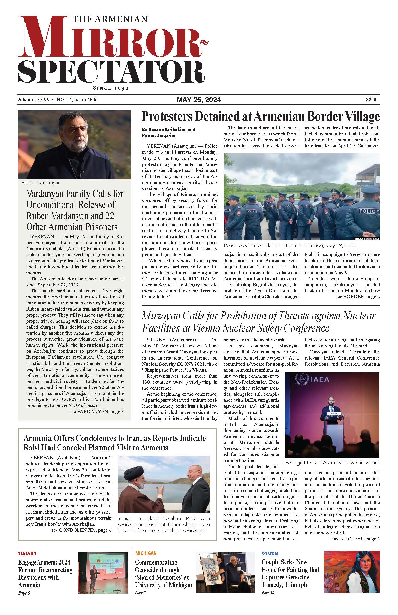 May 25, 2024 - The Armenian Mirror-Spectator